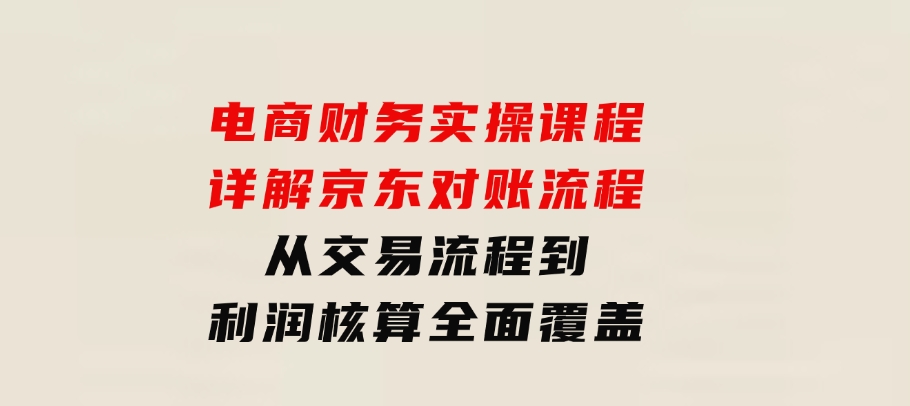 电商财务实操课程：详解京东对账流程，从交易流程到利润核算全面覆盖-沈文轻创