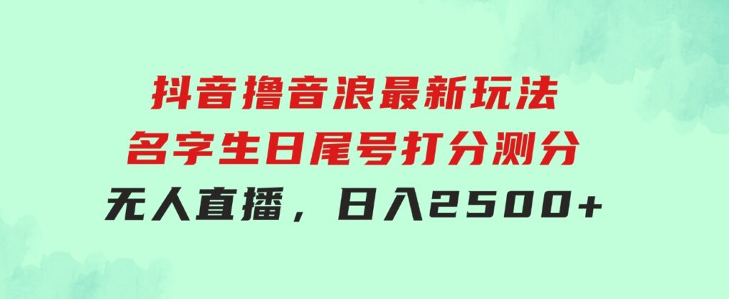 抖音撸音浪最新玩法，名字生日尾号打分测分无人直播，日入2500+-沈文轻创