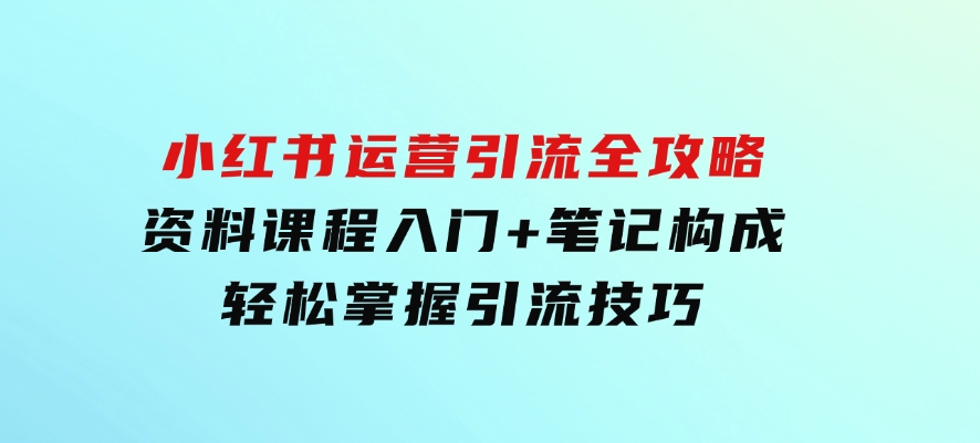 小红书运营引流全攻略：资料课程入门+笔记构成，轻松掌握引流技巧-沈文轻创
