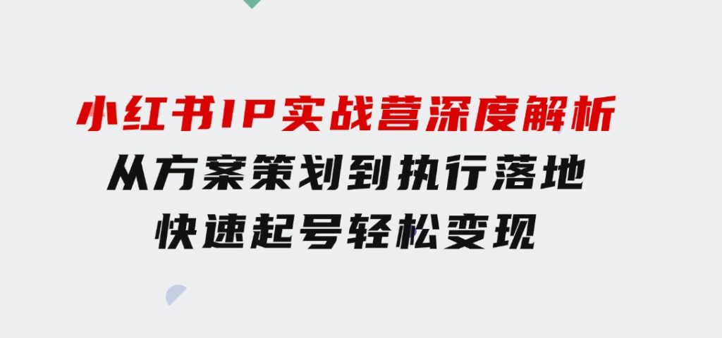小红书IP实战营深度解析：从方案策划到执行落地，快速起号轻松变现-沈文轻创