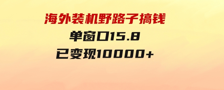 海外装机，野路子搞钱，单窗口15.8，已变现10000+-沈文轻创