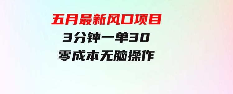 五月最新风口项目，3分钟一单30，零成本，无脑操作-沈文轻创