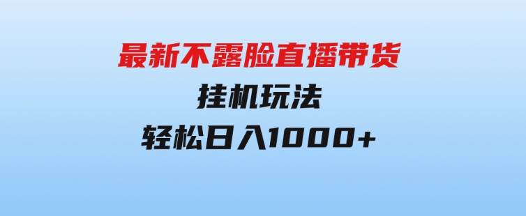 最新不露脸直播带货，挂机玩法，轻松日入1000+-沈文轻创