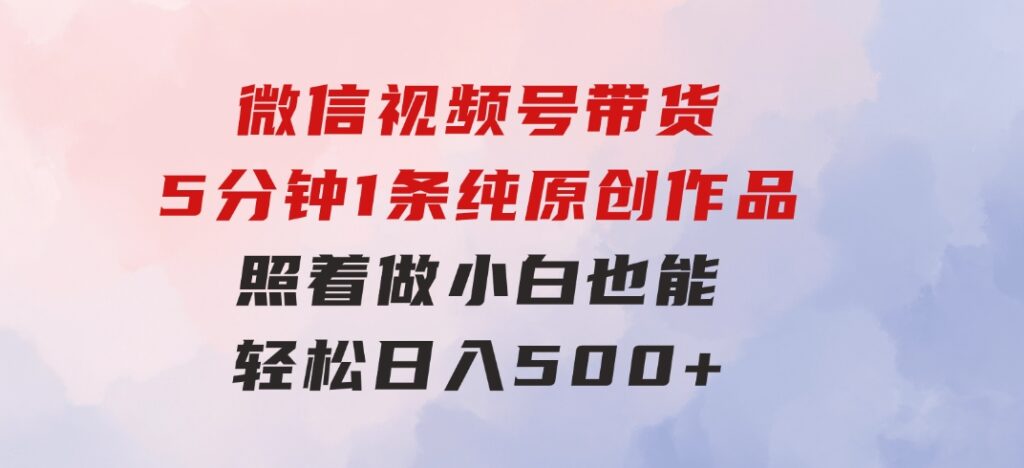 微信视频号带货，5分钟1条纯原创作品，照着做小白也能轻松日入500+-沈文轻创