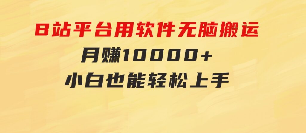 B站平台用软件无脑搬运，月赚10000+，小白也能轻松上手-沈文轻创