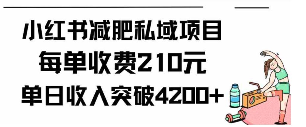 （9466期）小红书减肥私域项目每单收费210元单日成交20单，最高日入4200+-沈文轻创