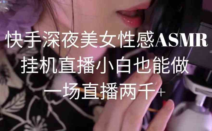 （9243期）快手深夜美女性感ASMR挂机直播，小白也能做，一场直播两千+-沈文轻创