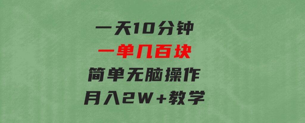 一天10分钟一单几百块简单无脑操作月入2W+教学-沈文轻创