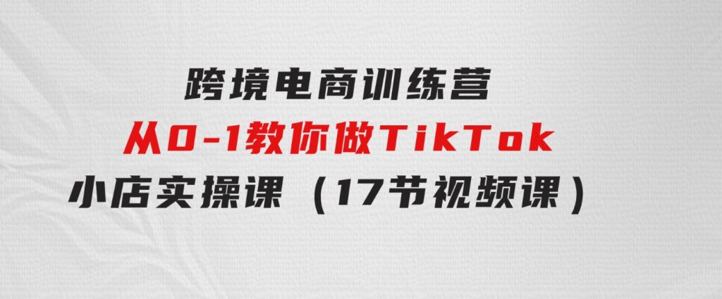 跨境电商训练营：从0-1教你做TikTok小店实操课（17节视频课）-沈文轻创