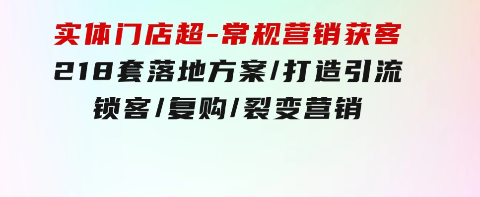 实体门店超-常规营销获客：218套落地方案/打造引流/锁客/复购/裂变营销-沈文轻创