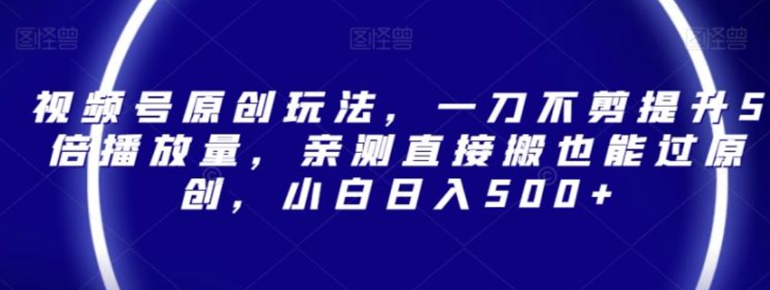 视频号原创玩法，一刀不剪提升5倍播放量，亲测直接搬也能过原创，小白日入500+【揭秘】-沈文轻创