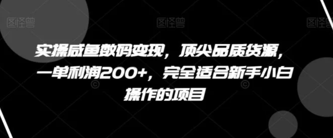 实操咸鱼数码变现，顶尖品质货源，一单利润200+，完全适合新手小白操作的项目【揭秘】-沈文轻创