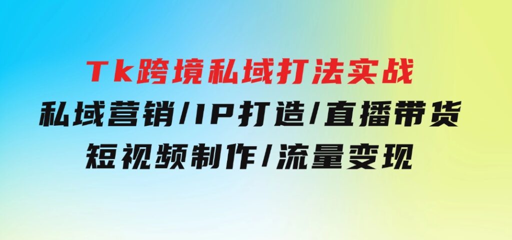 Tk跨境私域打法实战：私域营销/IP打造/直播带货/短视频制作/流量变现-沈文轻创