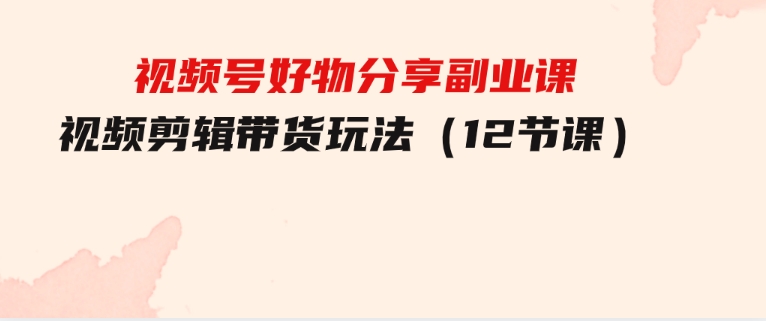 视频号好物分享副业课，视频剪辑带货玩法（12节课）-沈文轻创