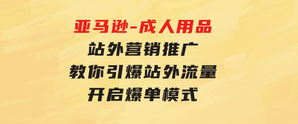亚马逊-成人用品站外营销推广教你引爆站外流量，开启爆单模式-沈文轻创