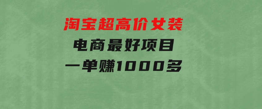 淘宝超高价女装电商最好项目：一单赚1000多-沈文轻创