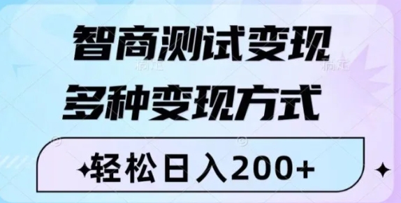 智商测试变现，轻松日入200+，几分钟一个视频，多种变现方式-沈文轻创