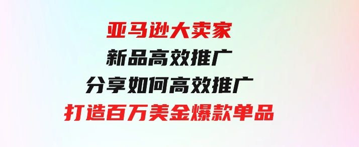 亚马逊大卖家-新品高效推广，分享如何高效推广，打造百万美金爆款单品-沈文轻创