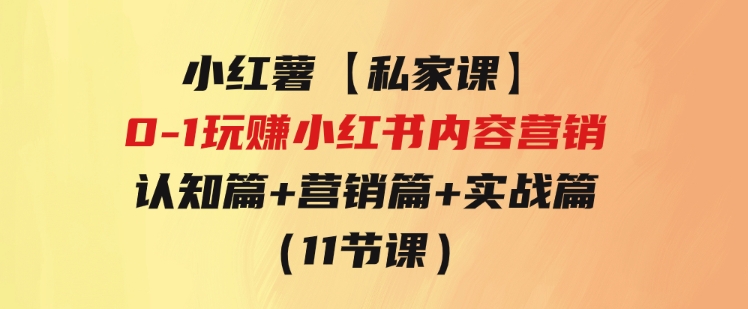 小红薯【私家课】0-1玩赚小红书内容营销，认知篇+营销篇+实战篇（11节课）-沈文轻创