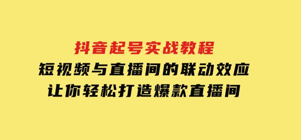 抖音起号实战教程，短视频与直播间的联动效应，让你轻松打造爆款直播间-沈文轻创