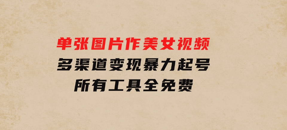 单张图片作美女视频，多渠道变现暴力起号，所有工具全免费-沈文轻创