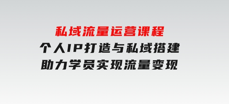 私域流量运营课程，个人IP打造与私域搭建，助力学员实现流量变现-沈文轻创