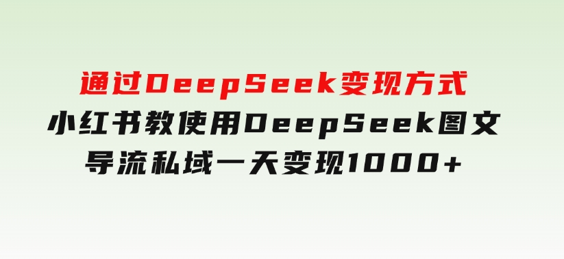 通过DeepSeek变现方式，小红书教使用DeepSeek图文，导流私域一天变现1000+-沈文轻创
