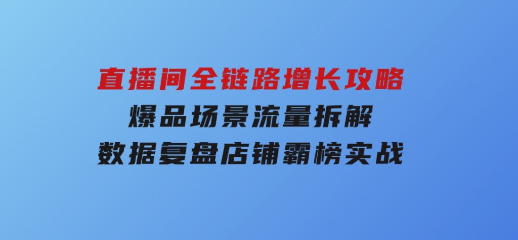 直播间全链路增长攻略，爆品场景流量拆解，数据复盘店铺霸榜实战-沈文轻创